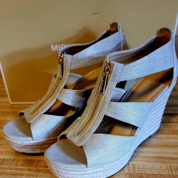 Michael Kors Women's Beige Wedge Sandals - Picture 1 of 7